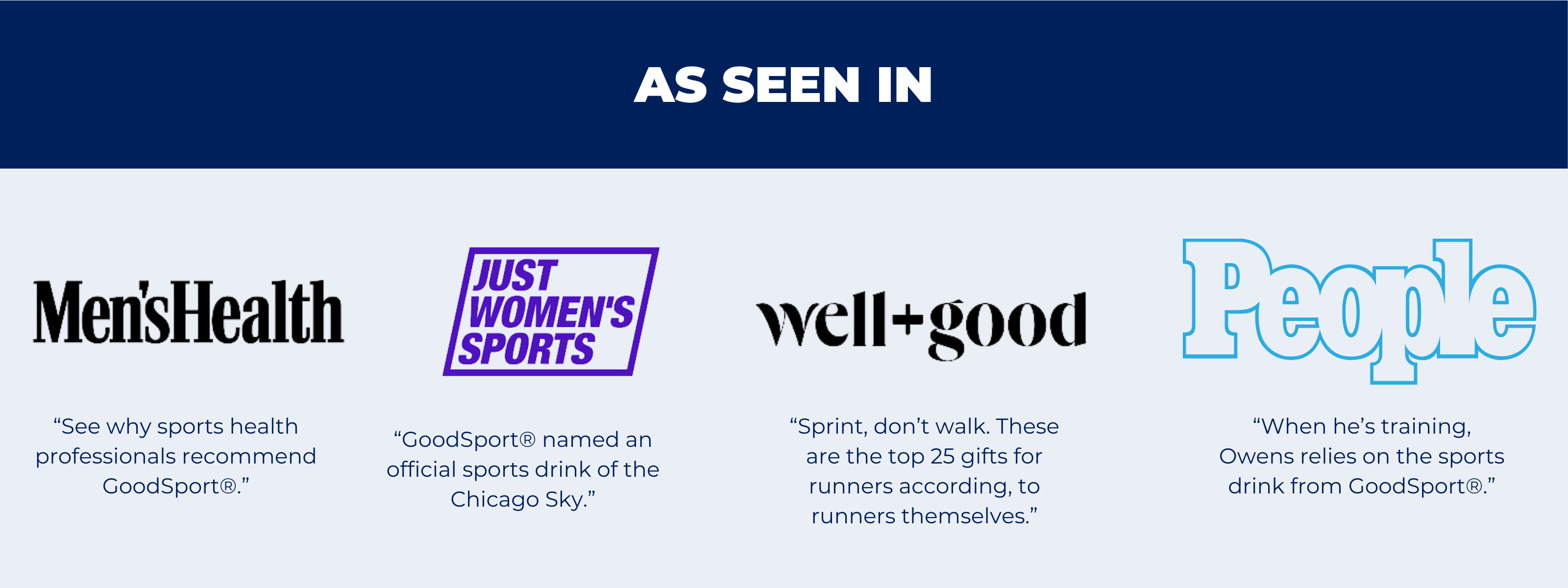 As Seen In: Men's Health, Just Women's Sports, Well+Good and People
