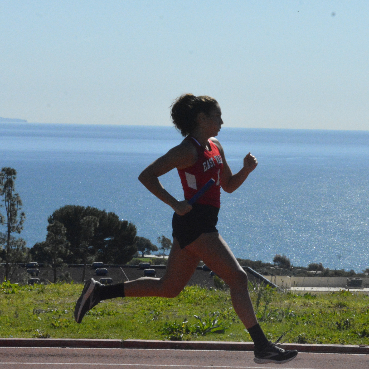 Track runner in a relay race 