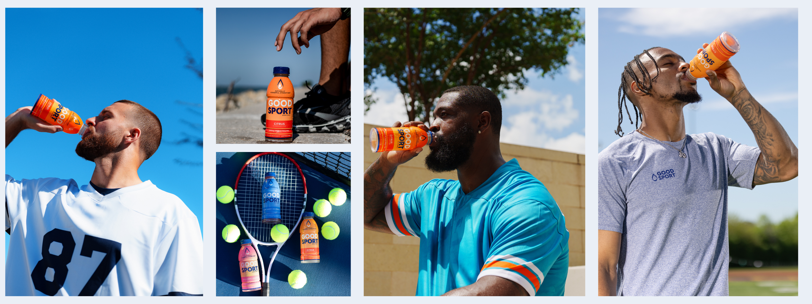 Collage of athletes drinking Citrus. 