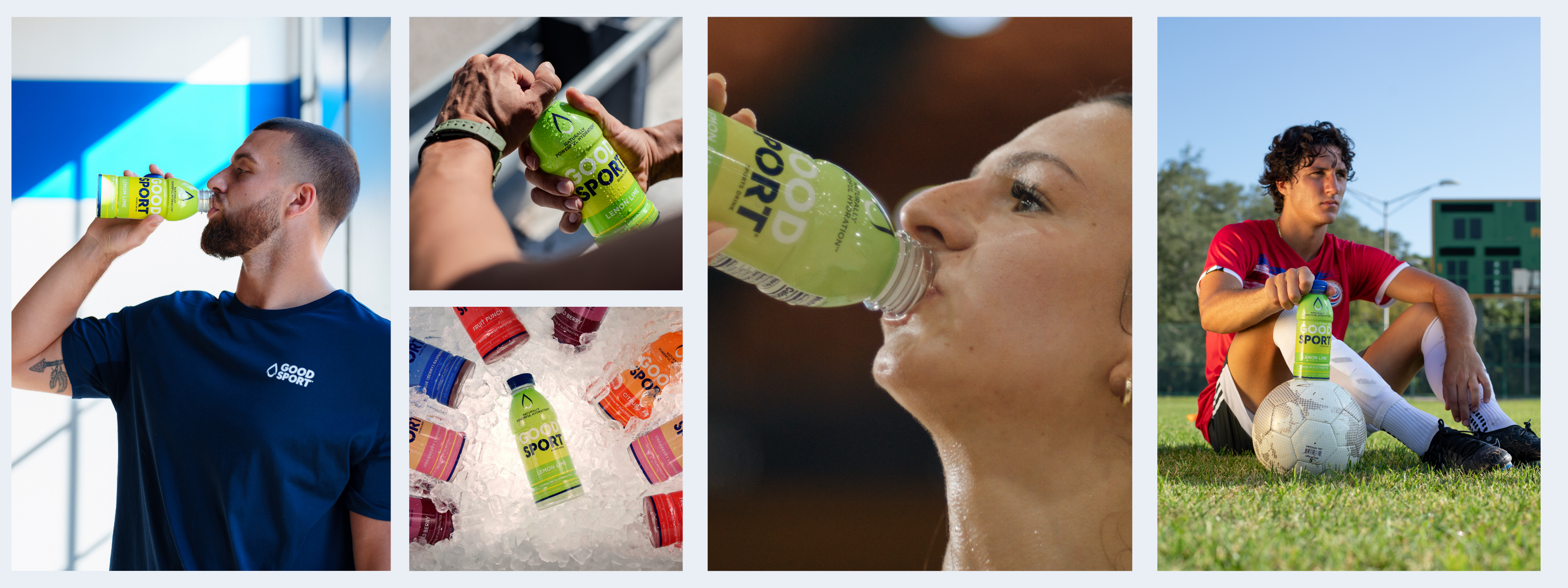 Collage of athletes drinking Lemon Lime.